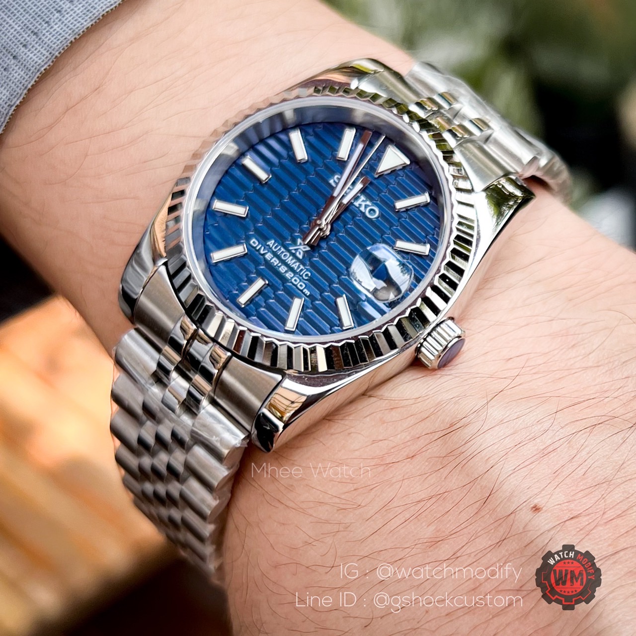 Seiko Mod Blue Dial Datejust Case with jubilee Bracelet 39mm