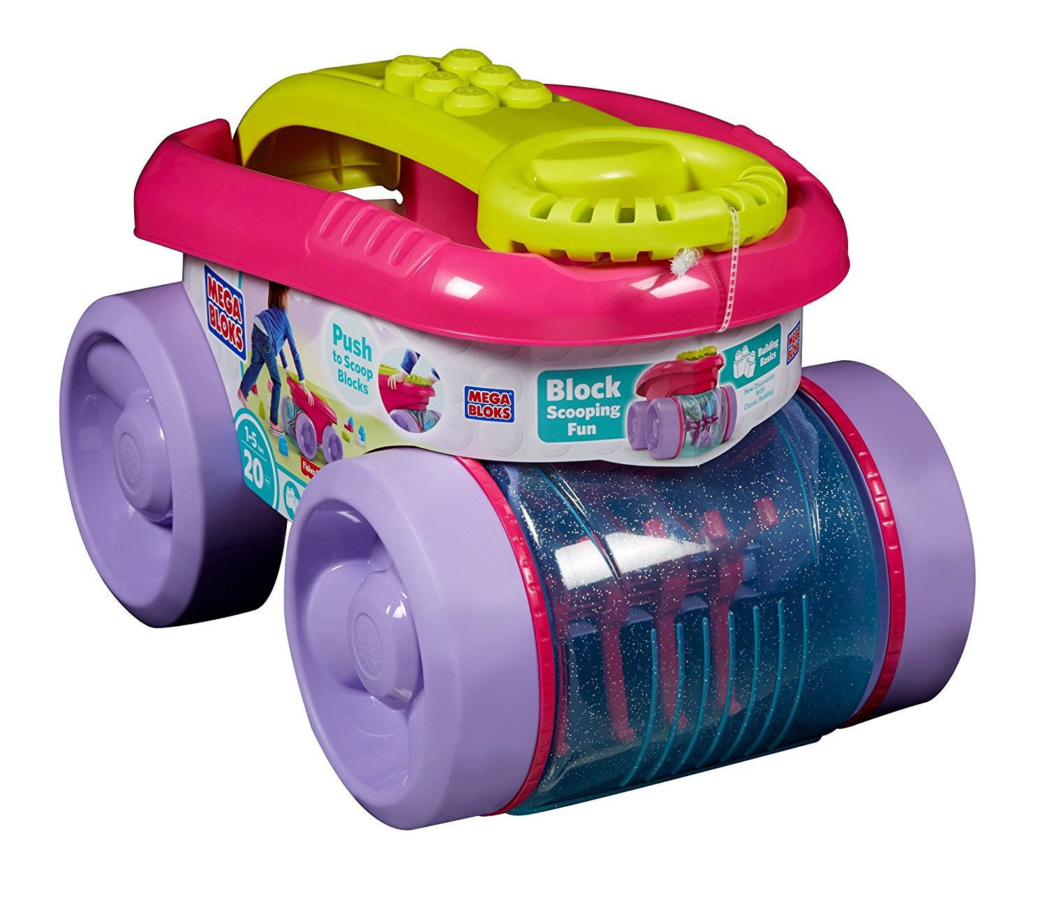 Mega Bloks Block Scooping Wagon Set,Pink บล๊อครถลากจูง