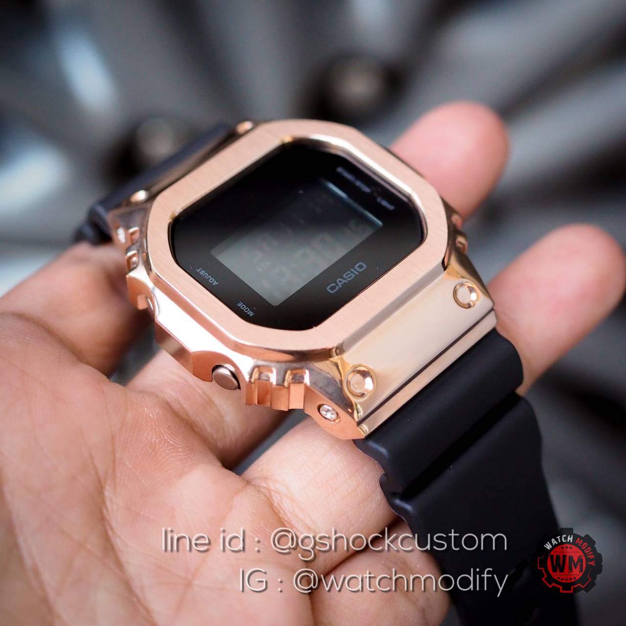 Dw-5600 ยักษ์เล็กCustom ใส่กรอบMetal Rose Gold