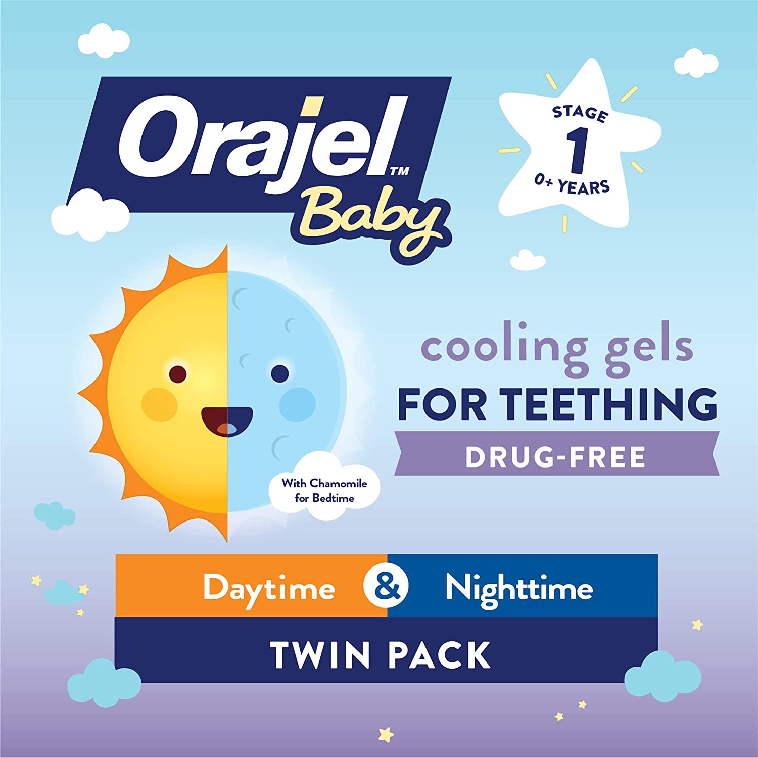 Orajel Baby Daytime & Nighttime Cooling Gels for Teething, Drug-Free เจลบรรเทาอาการคันฟัน เหมาะสำหรับเด็กอายุ 0 ปีขึ้นไป
