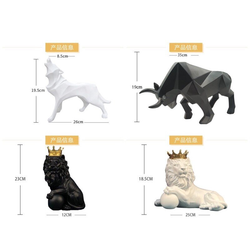 C1021B035 FAMITOSS ตกแต่งห้อง ตกแต่งบ้าน กระทิง หมาป่า สิงโต โมเดลเรซิ่น home decoration wolf lion bull ของแต่งห้อง