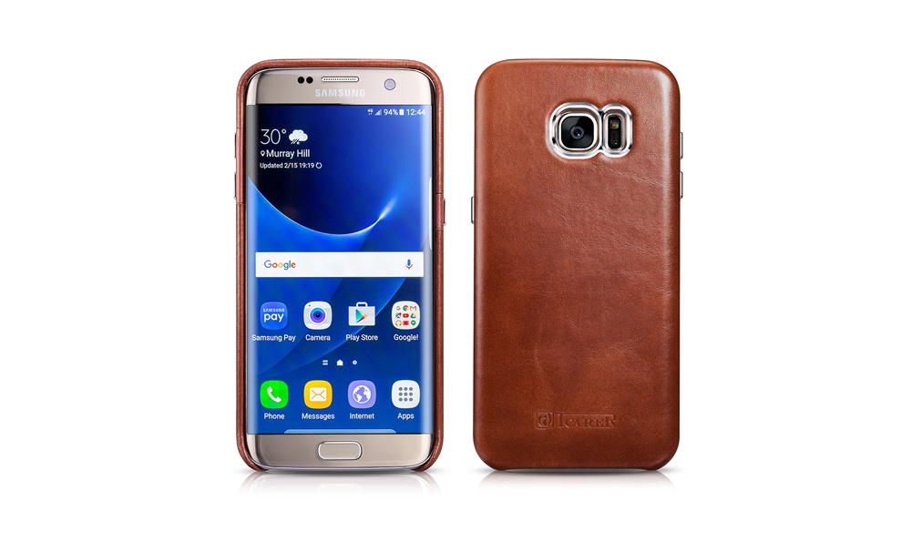 เคสหนัง Samsung Galaxy S7 edge แบรนด์ iCarer รุ่น Vintage Pattern 980006 ทำจาก หนังวัว (Vintage Cowhide Leather)