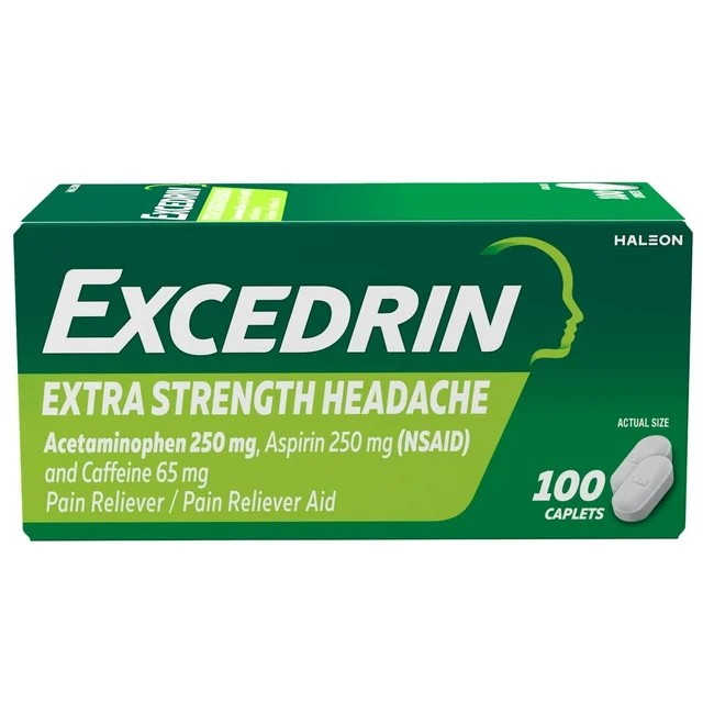 แพคเกจใหม่ Excedrin Extra Strength บรรเทาอาการปวด ทุกประเภท สูตรเข็มข้น ขนาด 100 เม็ด