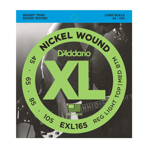 D'ADDARIO EXL165 NICKEL WOUND BASS, CUSTOM LIGHT, 45-105, LONG SCALE