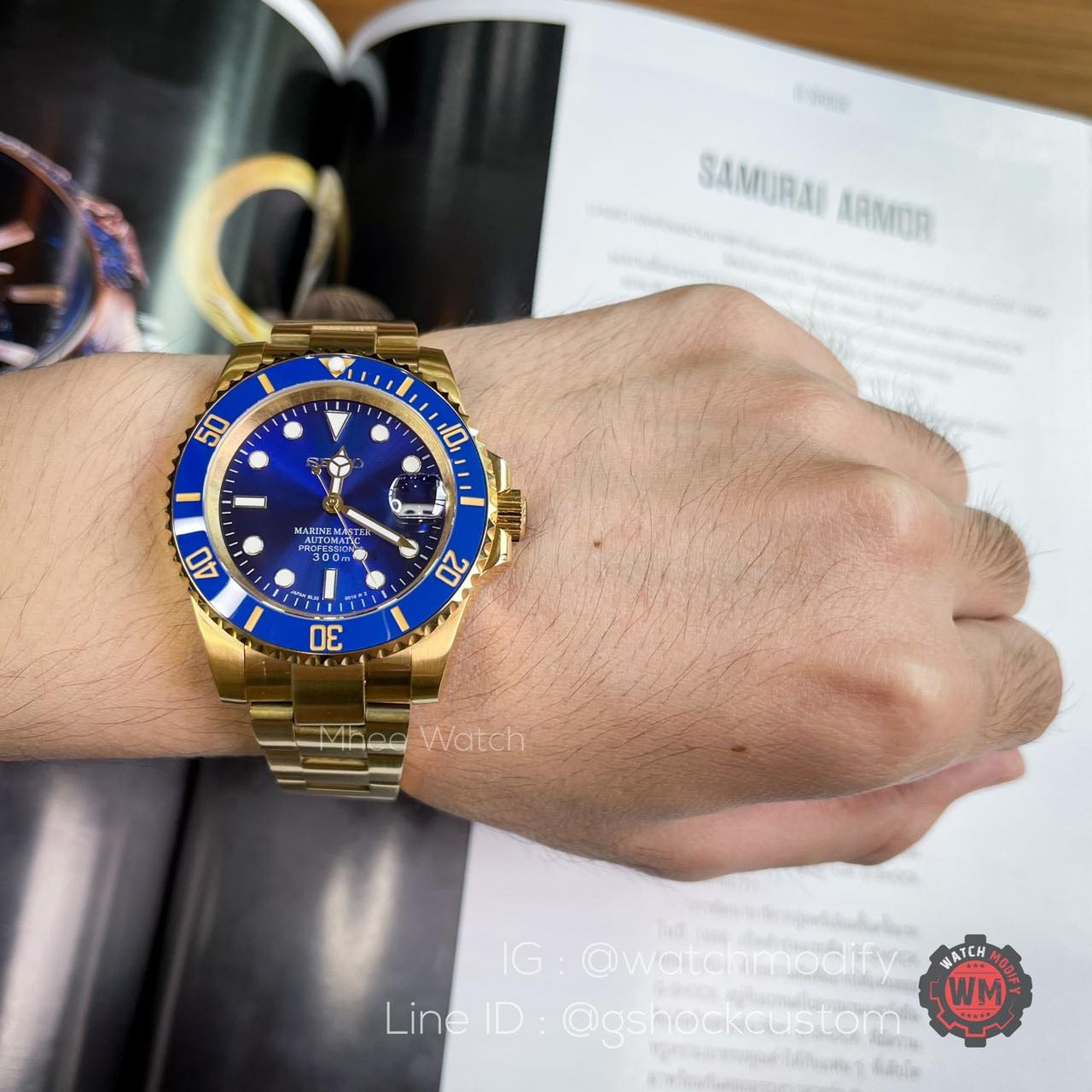 Seiko Modify Submarine Blue Yellow Gold ระบบAutomaticรุ่นใหม่