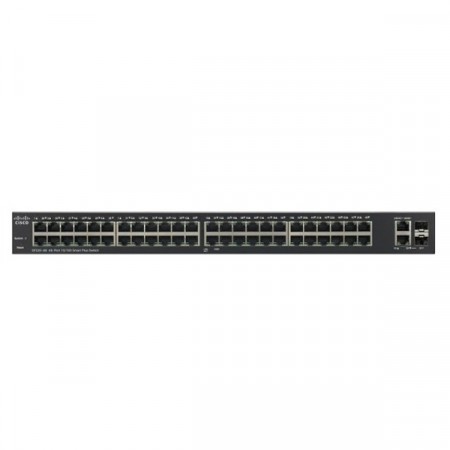 Cisco SF220-48 Switch 48-Port 10/100 Smart Managed, 2-Port SFP Combo, Spanning Tree/Link Aggregation/VLAN Support, Rack Mount