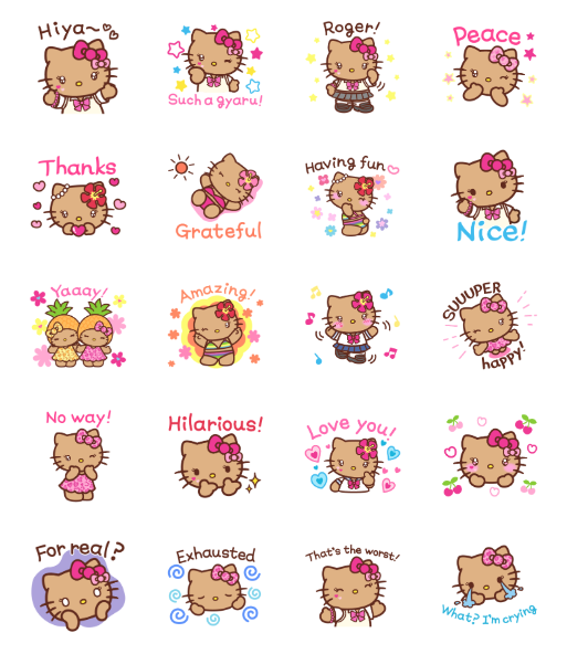 ขายสติกเกอร์ไลน์ Hello Kitty สาวผิวแทน♡