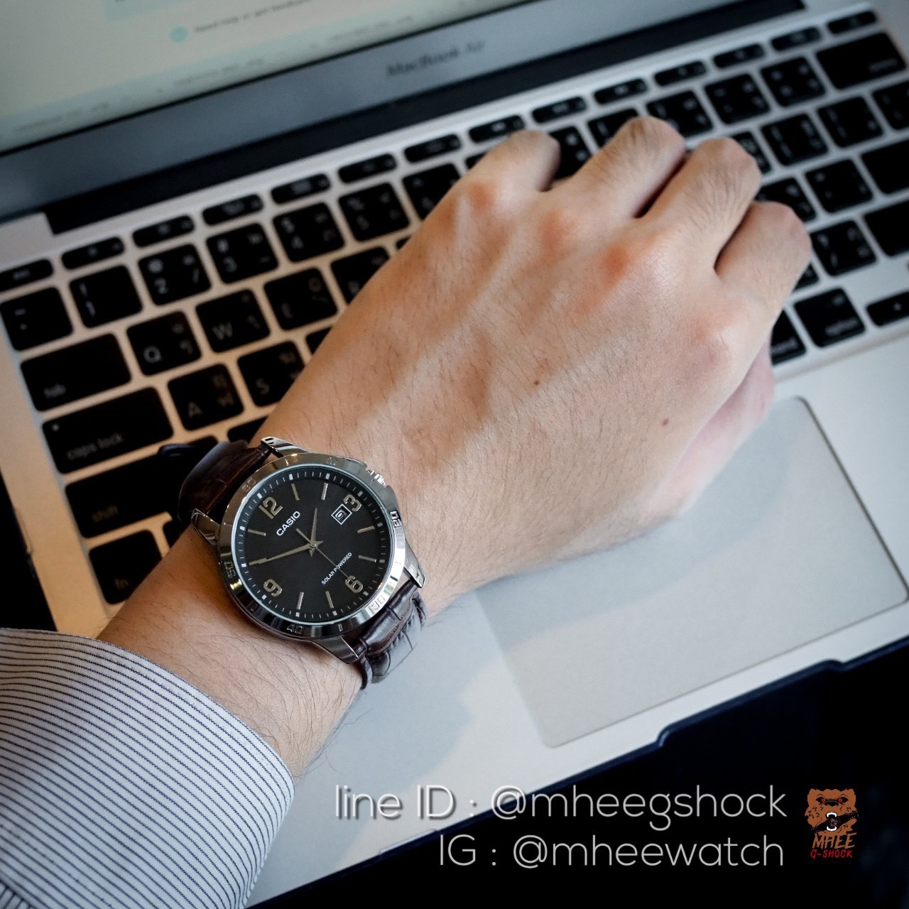 Casio Leather Solar Powered ระบบพลังงานแสงอาทิตย์ Black Color