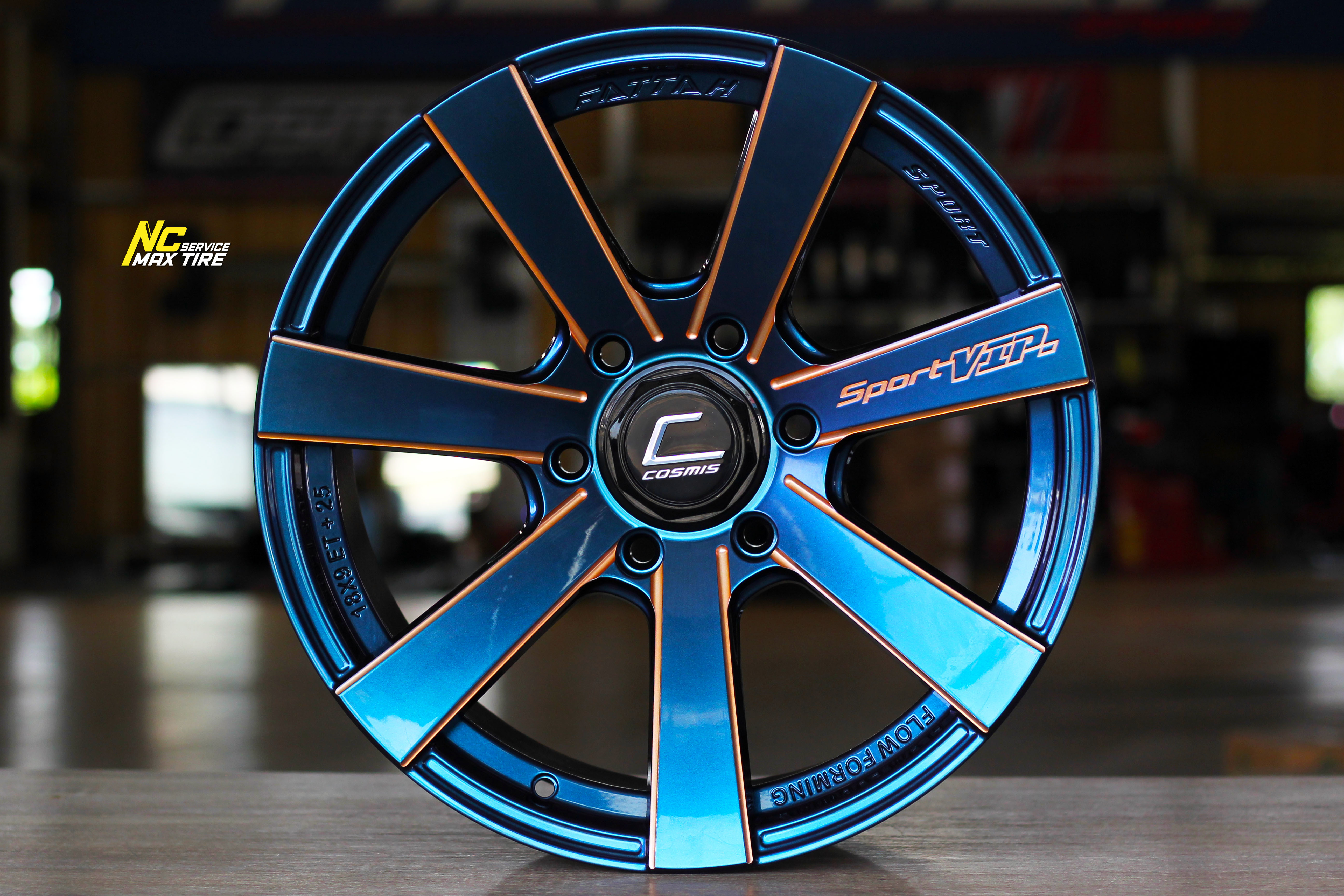 ล้อแม็กขอบ18 / Cosmis / FATTAH SPORT-VIP / 18x9.0 6H139.7 ET25 / ล้อแม็กสีน้ำเงินเฉดพาวเวอร์+ขอบดำ+CNCข้างก้าน+CNCตัวหนังสือ / Custom Color / PowerBlue / SUV / PPV / NC / ล้อแม็กสวยๆ