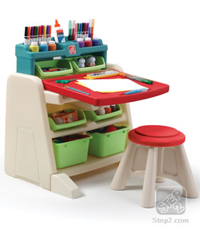 STEP2 Flip & Doodle Easel Desk with Stool™ - Teal & Lime