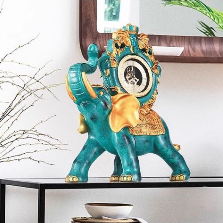 CT215C049 INTERY นาฬิกาช้าง นาฬิกาตั้งโต๊ะ ของขวัญขึ้นบ้านใหม่ แต่งโรงแรม ช้าง Clock