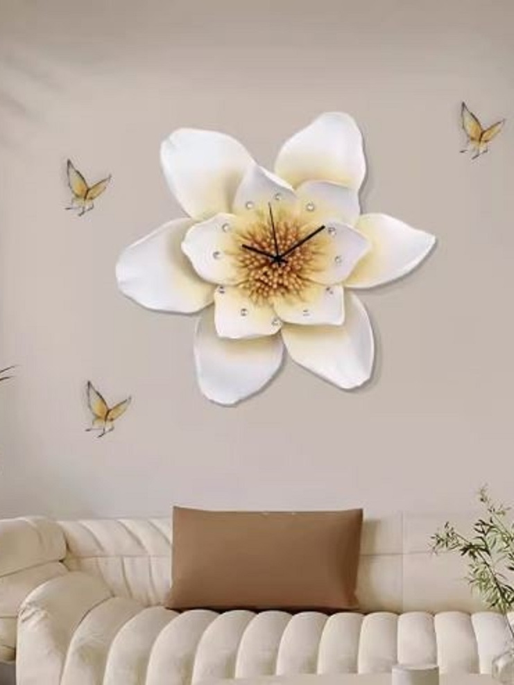 CT222C057 INTERY นาฬิกาดอกไม้ ใบไม้ Wall Clock Art นาฬิกาติดผนัง ไฟติดผนัง