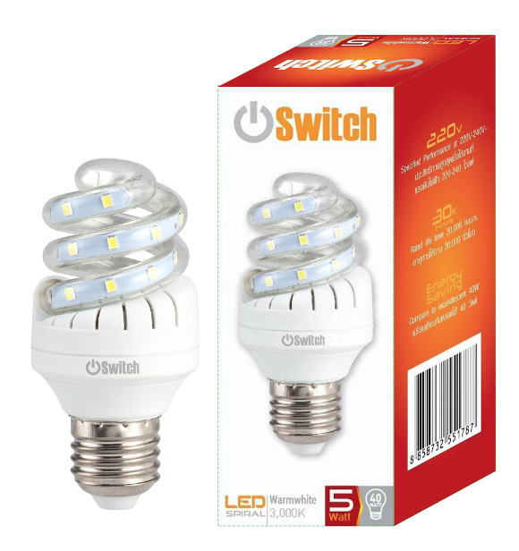 LED Spiral 5w Warmwhite E27