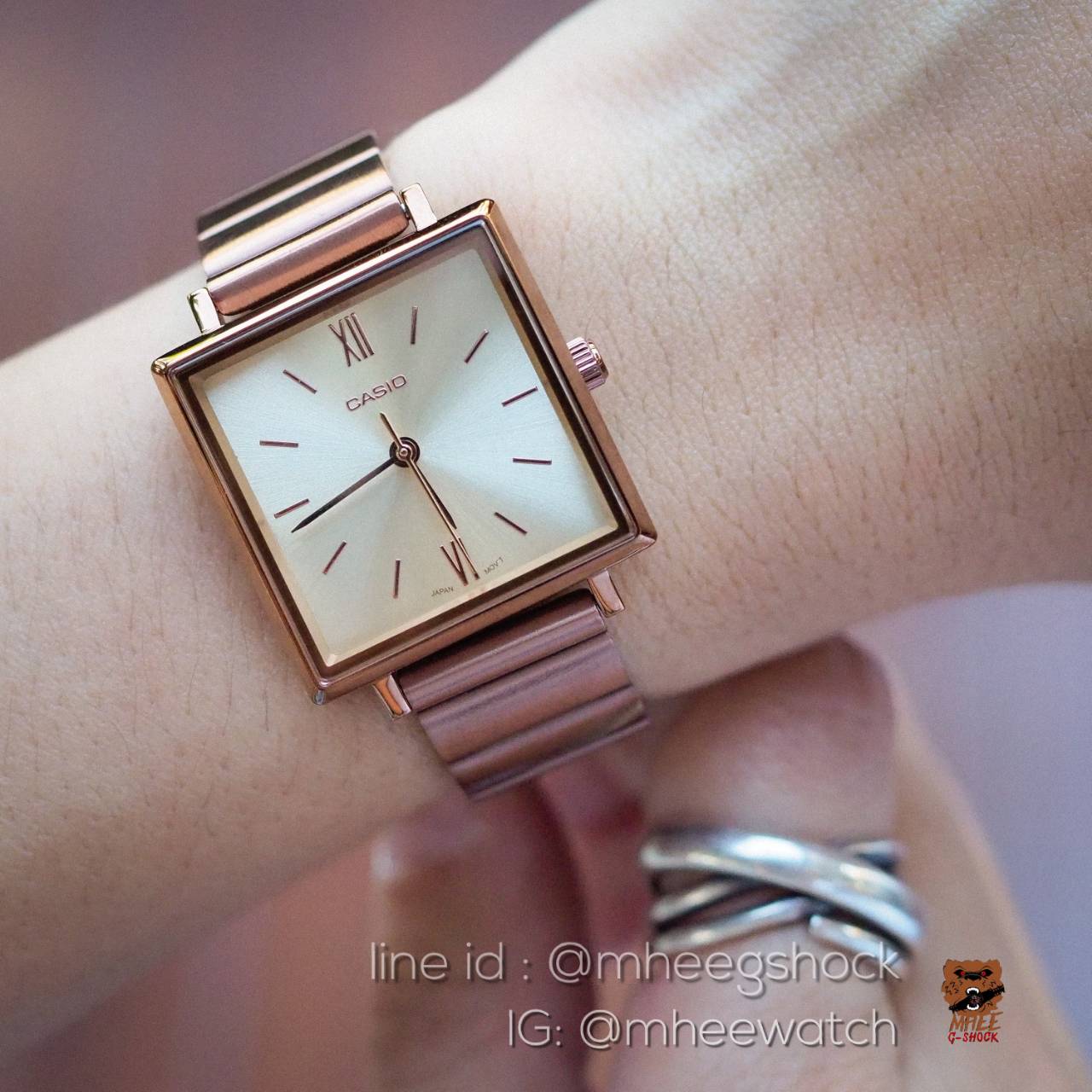 นาฬิกาข้อมือ Casio Lady Luxury หน้าเหลี่ยม ของแท้ ประกันศูนย์CMG 1 ปี (สีดำทอง/สีRosegold)