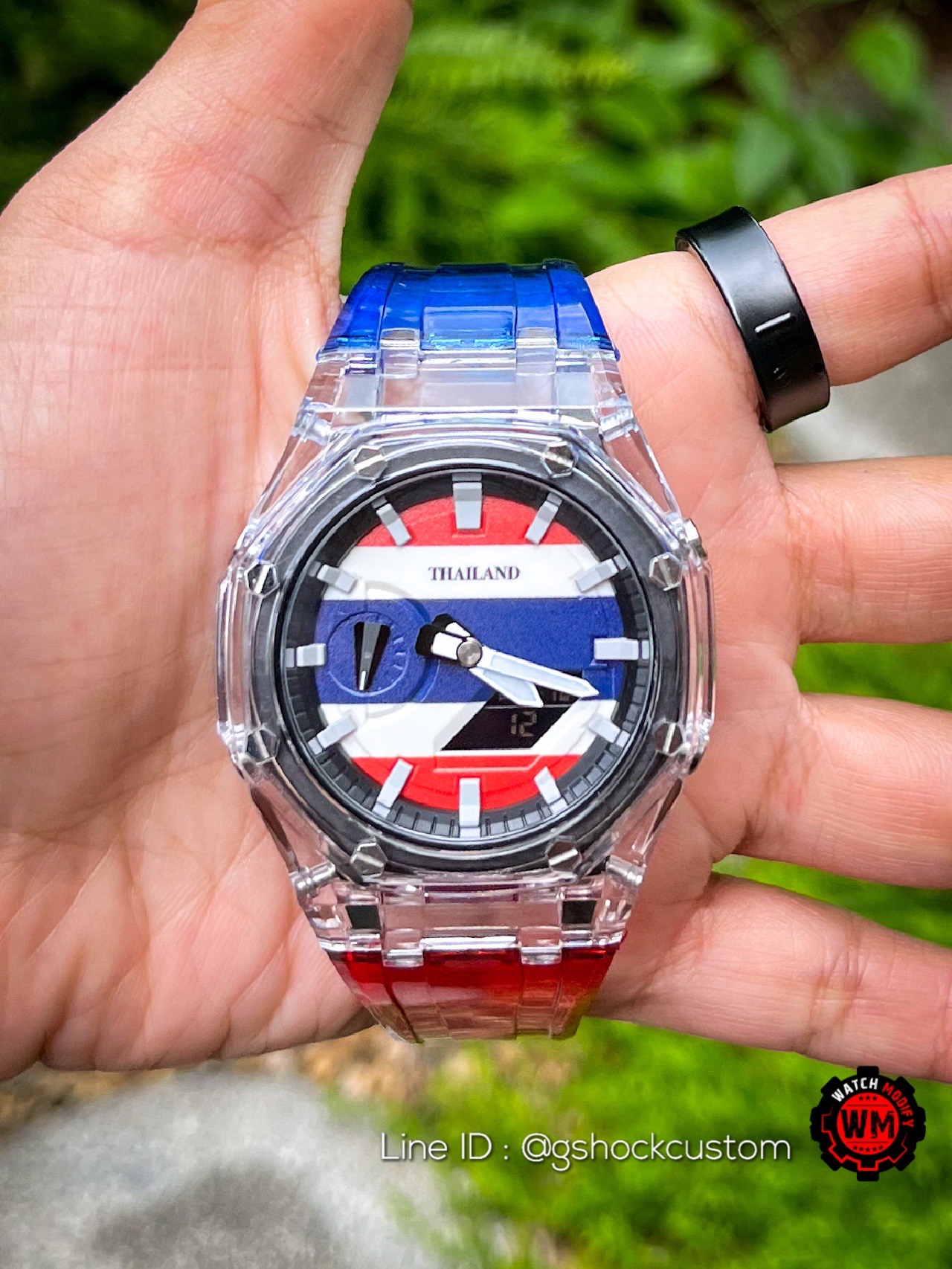 G-Shock Custom Thailand Jelly Transparent Twotone Color Strap with Stainless Buckle Lock