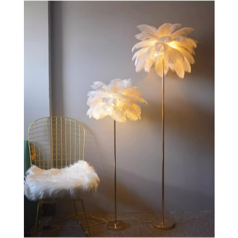 CT191A148 SOTMIA โคมไฟตั้งพื้นขนนกกระจอกเทศ โคมไฟแบบชาร์จไฟได้ Feather โต๊ะกาแฟ Lamp