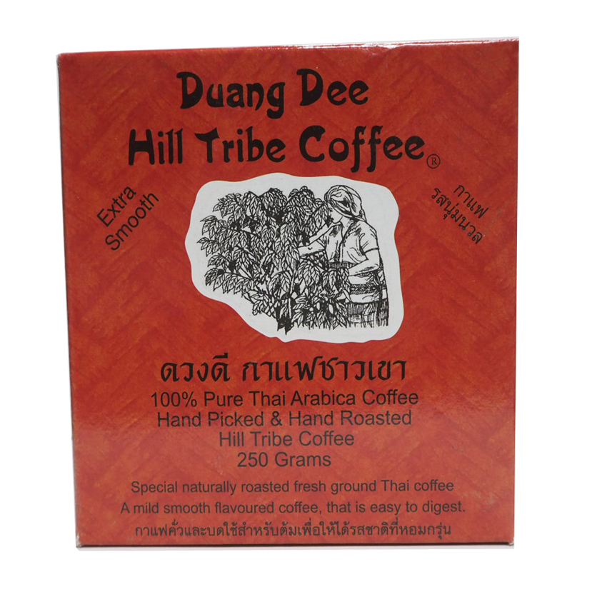 ดวงดี กาแฟชาวเขา Duang Dee Hill Tribe Coffee 100% Pure Thai Arabica Coffee Extra Smooth Blend 1 kg.(4 PCS./KG.)