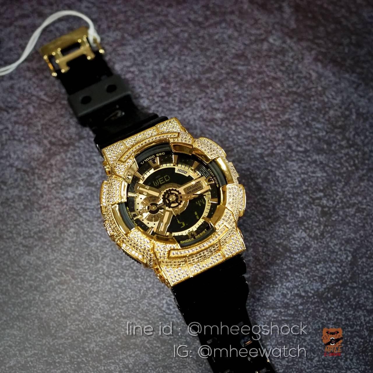 G-Shock Bling Bling GA-110GB Gold Black Crystal CZ Dianmond very rare item