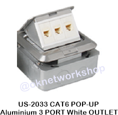 US-2033 CAT6 POP-UP Aluminium 3 PORT White OUTLET