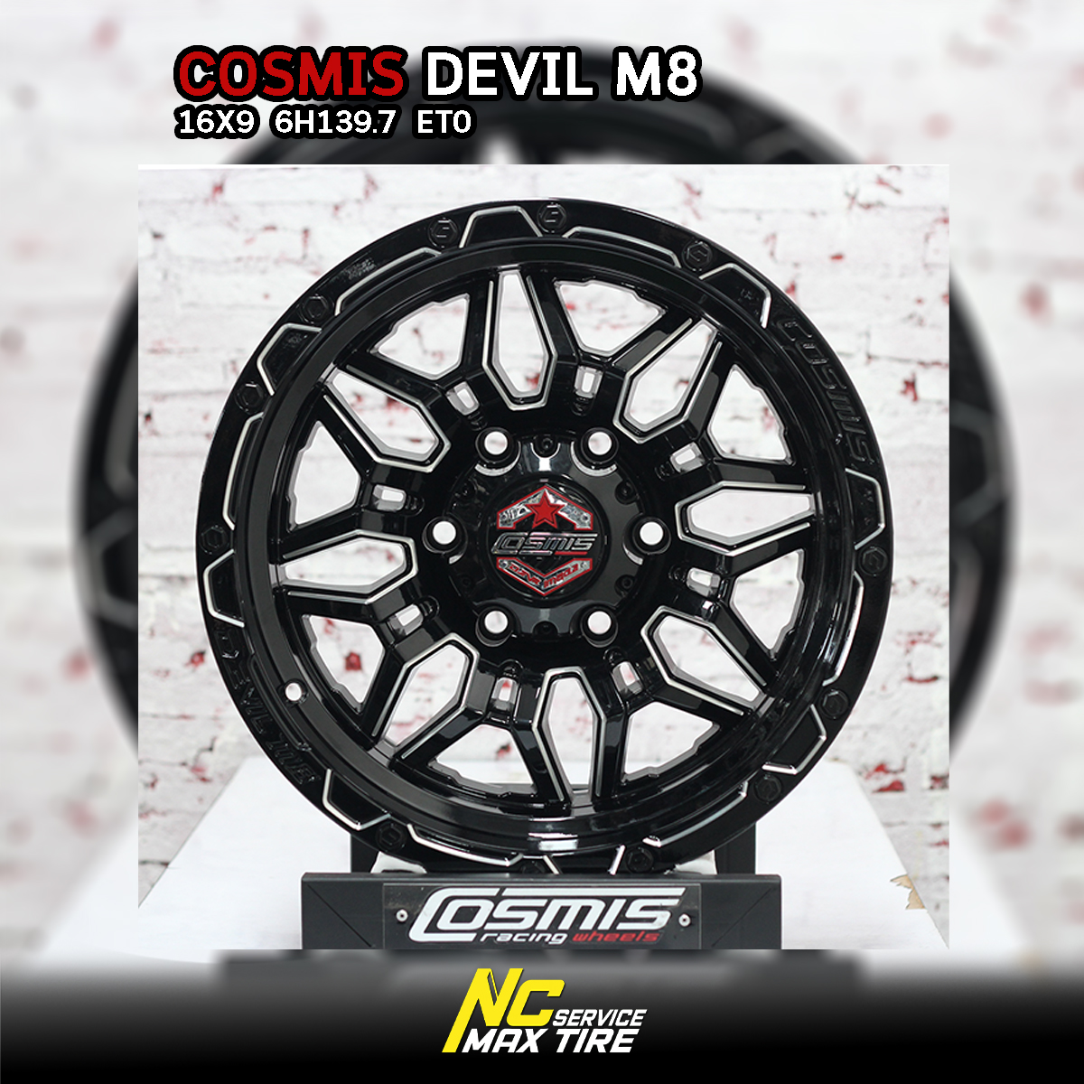 ล้อแม็กขอบ16 ออฟโรด COSMIS DEVIL M8 สีดำ cncข้างก้าน (ราคา4วง)
