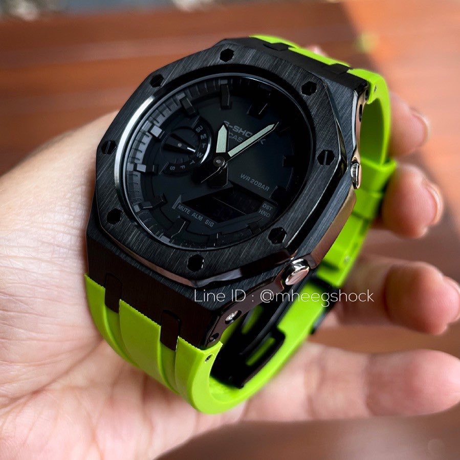 Gshock GA-2100-1a1 หน้าAP Rubber StainlessGEN3 ตัวแรเขียวดำฉายาLamborghini