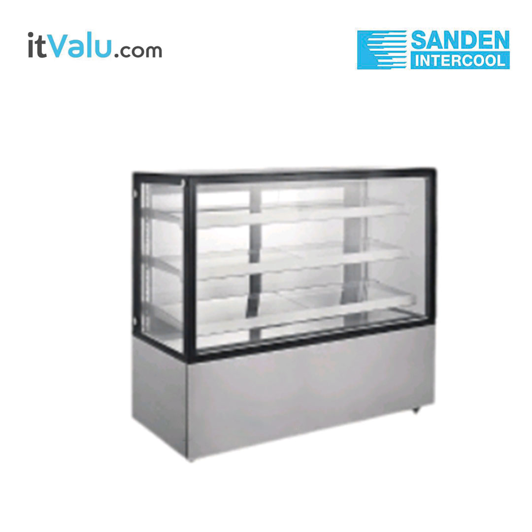 ตู้แช่เค้ก SANDEN กระจกเหลี่ยม รุ่น SSR-0920 ความจุ 310 ลิตร กว้าง 92 ซม. ลึก 68 ซม. สูง 141 ซม. รับประกันความเย็น 1 ปี รับประกันคอมเพรสเซอร์ 1 ปี