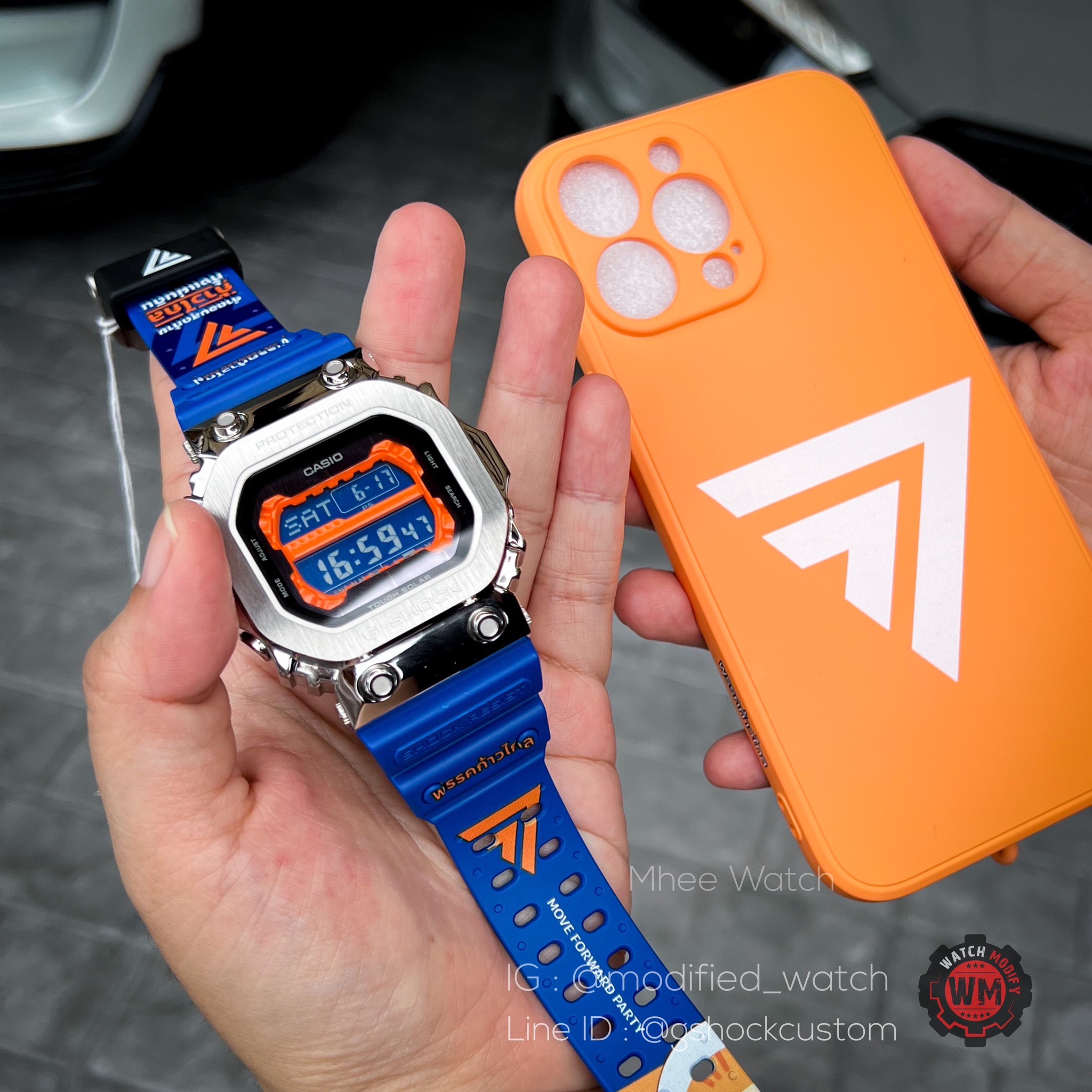G-Shock Custom กรอบสตีล ส้มน้ำเงิน ก้าวไกล