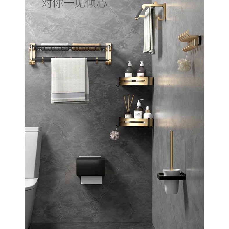 CT150D069 TSUKAERU อุปกรณ์ในห้องน้ำ ชั้นวางของในห้องน้ำสีทอง ของใช้ในห้องน้ำสีทอง Modern luxury
