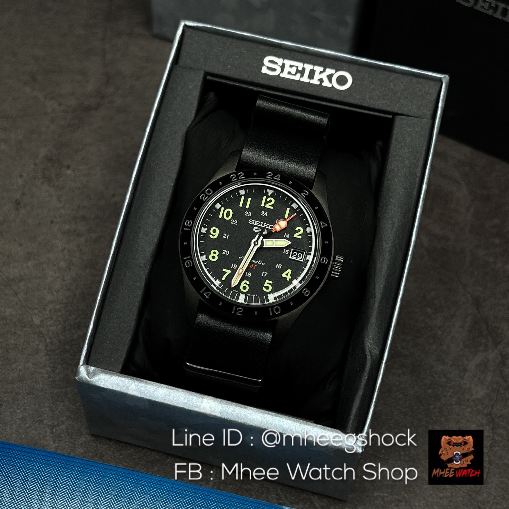 SEIKO 5 SPORTS FIELD Sports Style GMT PVD Black Hard Coating NATO Straps