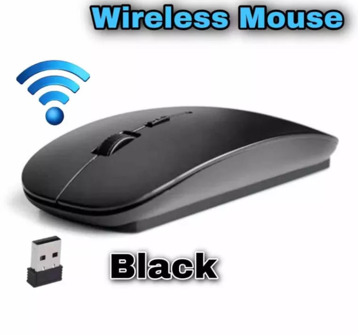 เมาส์ไร้สาย Wireless Mouse ใช้ถ่าน AA เชื่อมต่อกับคอมพิวเตอร์และโน๊ตบุ๊ค สีดำ
