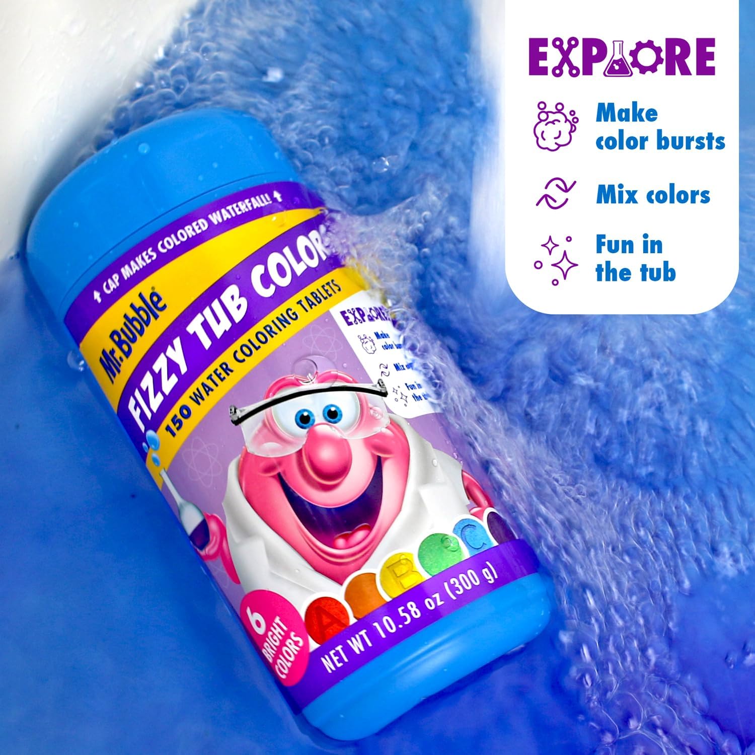 Mr. Bubble Fizzy Tub Colors มิสเตอร์ บับเบิ้ล เม็ดฟู่เปลี่ยนสีน้ำเพิ่มความสนุกในการอาบน้ำ