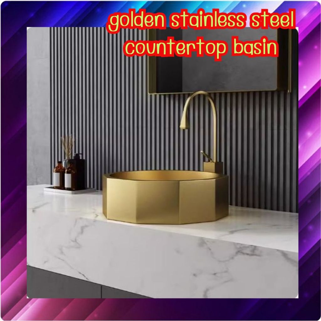 CT196D099 TSUKAERU Luxury wash basin อ่างล้างมือ อ่างสีทอง เคาน์เตออร์สีทอง
