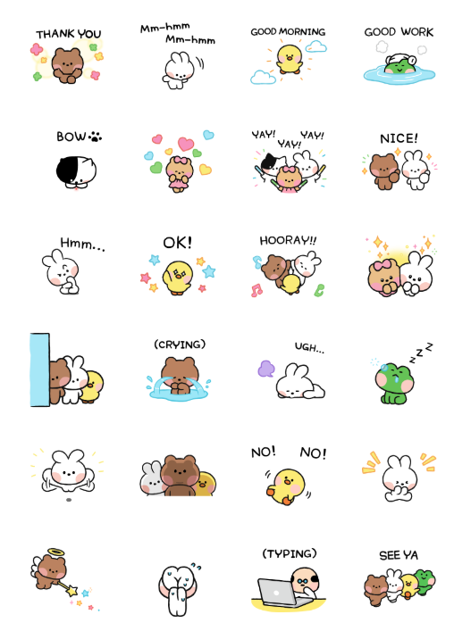 ขายสติกเกอร์ไลน์ LINE FRIENDS minini ดิ้นดุ๊กดิ๊ก!