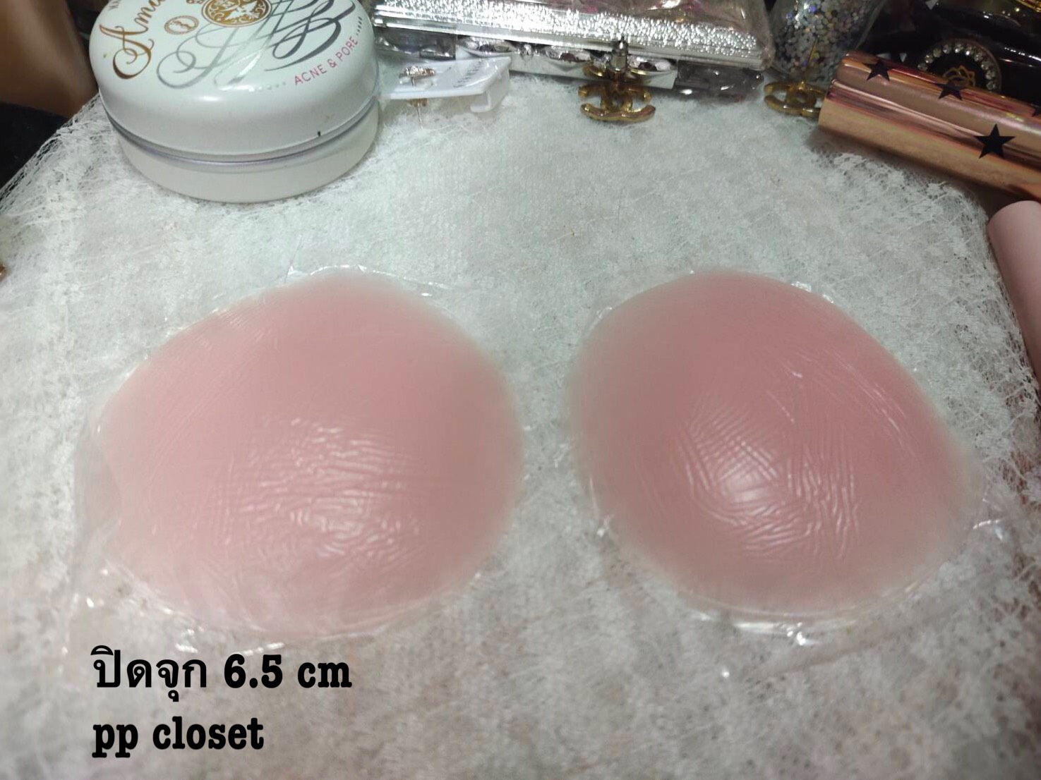 ซิลิโคนปิดจุก กาวแน่น ถนอมผิว กันน้ำ กันเหงื่อ ขนาด 6.5 และ 8 มี 2 แบบ 4 สี