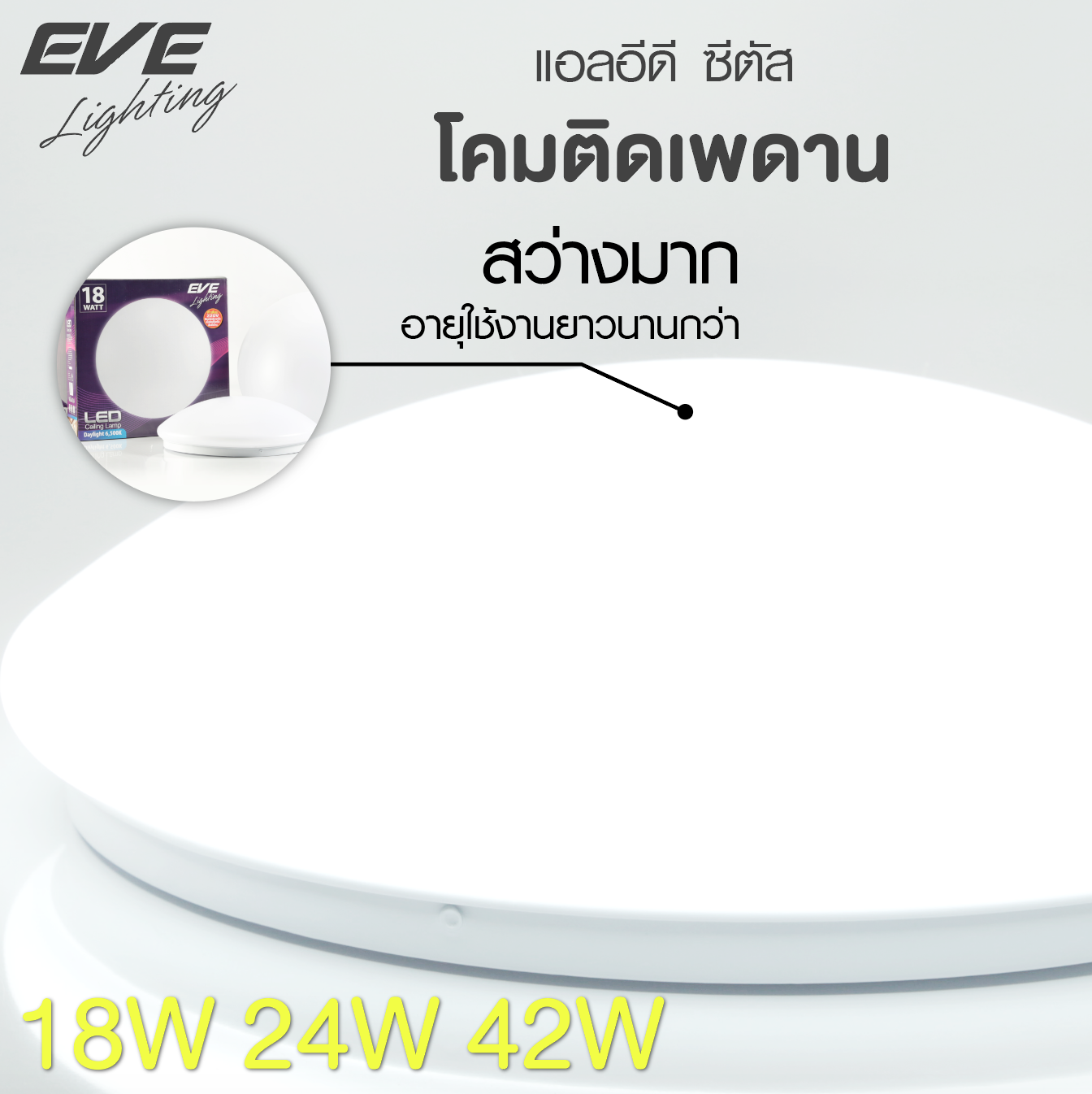 LED Ceiling Lamp Cetus 18, 24, 42W Daylight โคมเพดานแอลอีดี รุ่น ซีตัส ขนาด 18, 24 และ 42 วัตต์ แสงขาวเดย์ไลท์