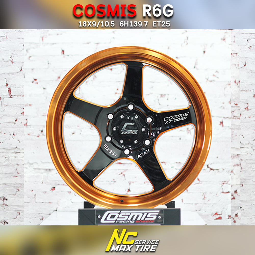 ล้อแม็กขอบ18 COSMIS XT005-R สีดำ ขอบส้ม สำหรับรถกระบะ (ราคา4วง)