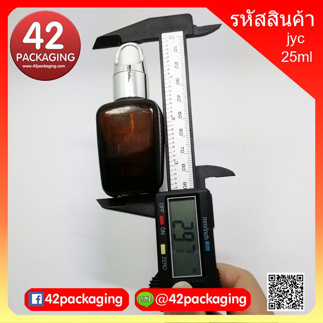 ขวดแก้วอโรมาสีชาใส 25-30 มล. (ทรงเหลี่ยม) jyc-30ml ทรงเหลี่ยม #18 ดรอปกระเช้าเงินเงา (1956+2855)