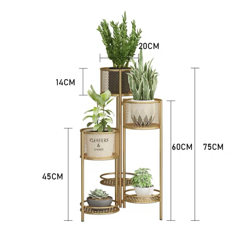 TS061J009 TROPACL ชั้นวางกระถางต้นไม้สีทองไล่ระดับ ชั้นวางของ ชั้นวางต้นไม้ ชั้นวางสีทอง GOLD SHELF