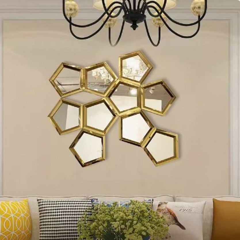 CT218G019 SOSHOKU กระจกรังผึ้ง กระจก Mirror ตกแต่งผนัง ตกแต่งบ้าน ร้านอาหาร Wall decoration เสริมฮวงจุ้ย