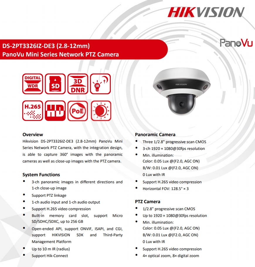 2MP 20X Network IR Mini PTZ Camera DS-2PT3326IZ-DE3