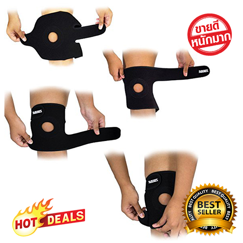 Aolikes อุปกรณ์พยุงหัวเข่า สายรัดเข่า แผ่นรัดพยุงเข่า สีดำ 1 ข้าง ฟรีไซส์ ปรับได้ บรรเทาการบาดเจ็บ ปวดเข่า Knee Support