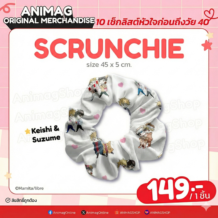 (พรีออเดอร์) ยางมัดผม (Scrunchie) - ลาย Keishi & Suzume (ทยอยจัดส่ง 24 ธันวาคม)