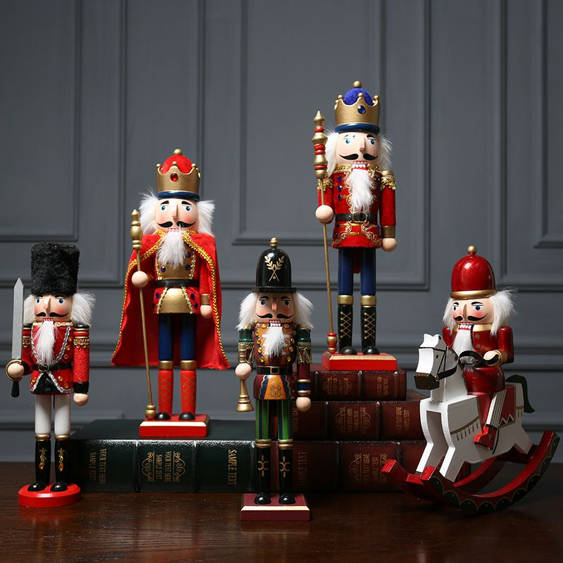 CT153B110 FAMITOSS หุ่นไม้ Nutcracker โมเดลแต่งบ้าน หุ่นไม้ ทหาร หุ่นไม้ทหาร