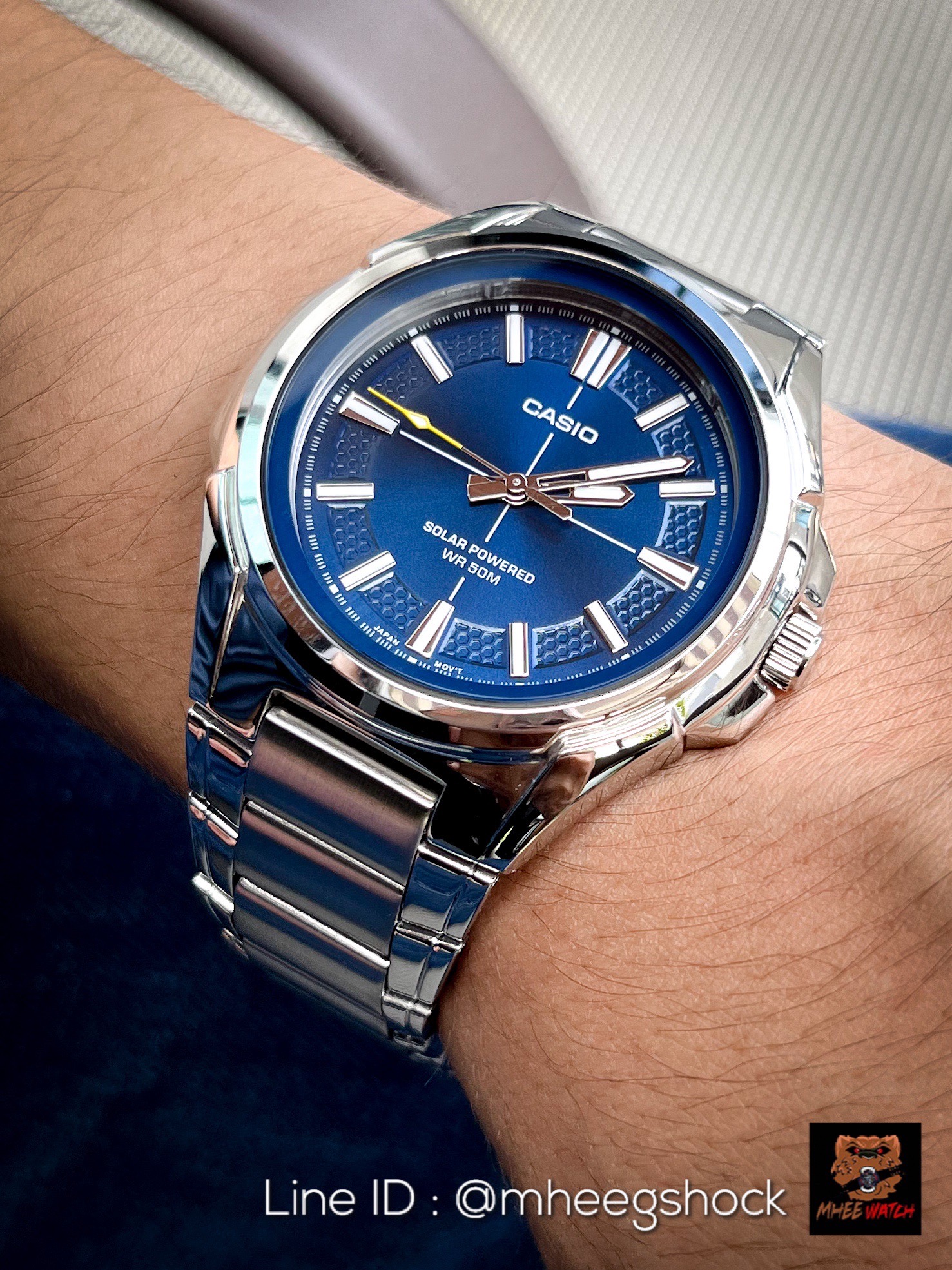 Casio Stainless Steel Solar Powered Nautilus Design Deep Blue Dial 46MM
