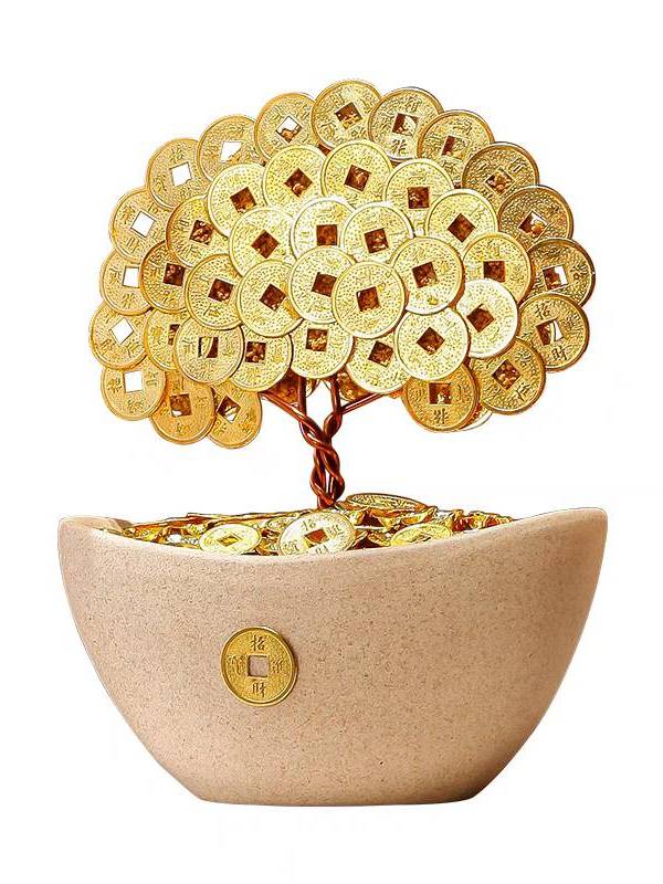 CT204B144 HAOYUN เครื่องประดับต้นไม้เงินเหรียญทอง ของตกแต่งส่งเสริมความมั่งคั่ง ของขวัญขึ้นบ้านใหม่