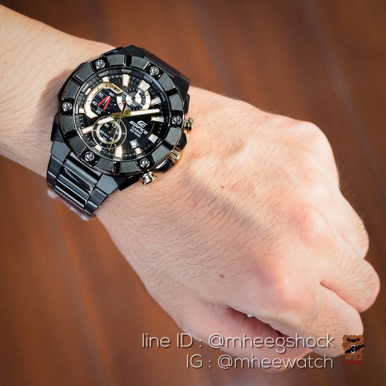 นาฬิกาคาสิโอ้ Edifice Steel ดำทอง ตัวฮิต ของแท้ 100% ประกันศูนย์ CMG