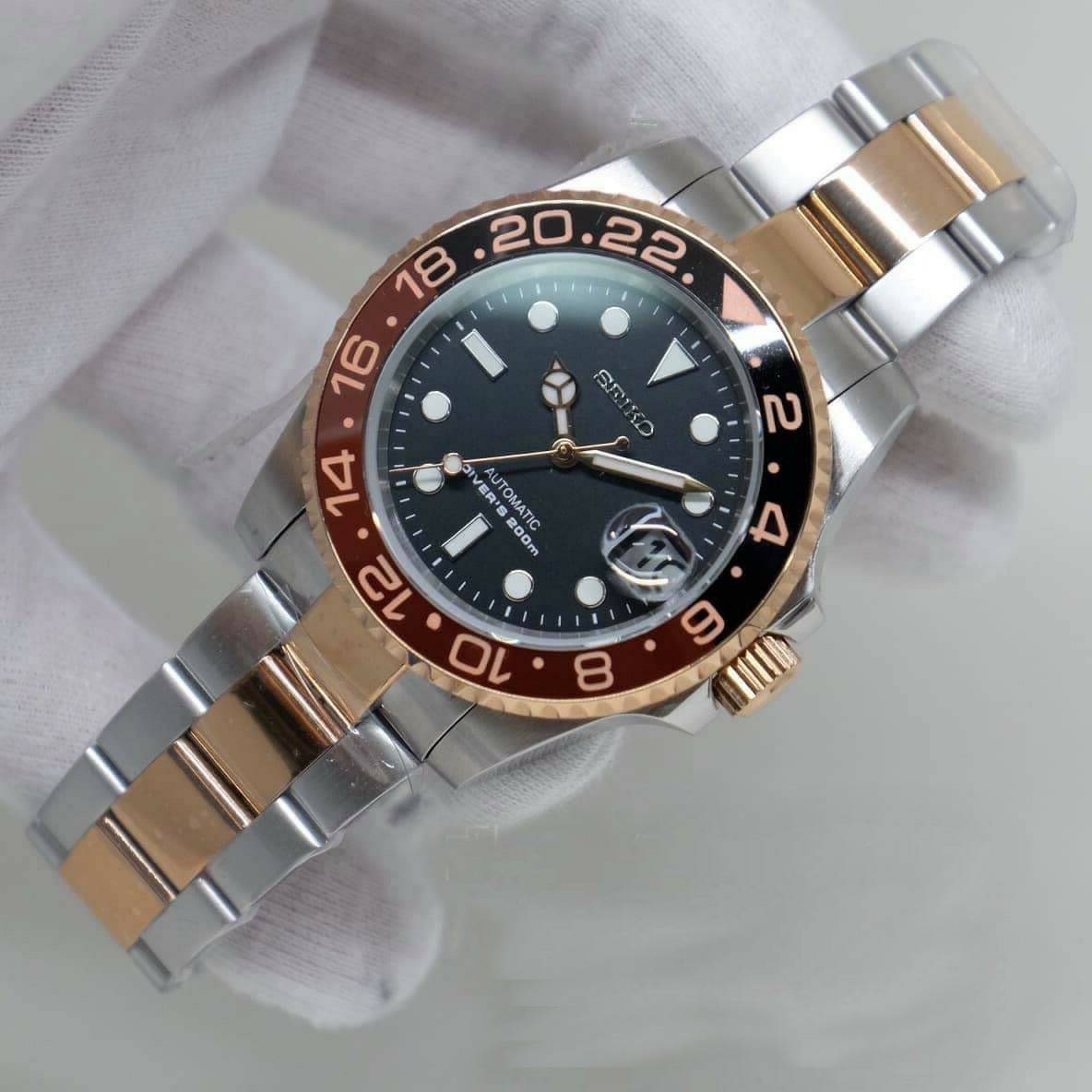 Seiko Modify ทรงSubmarine Root beer กระจกsapphire