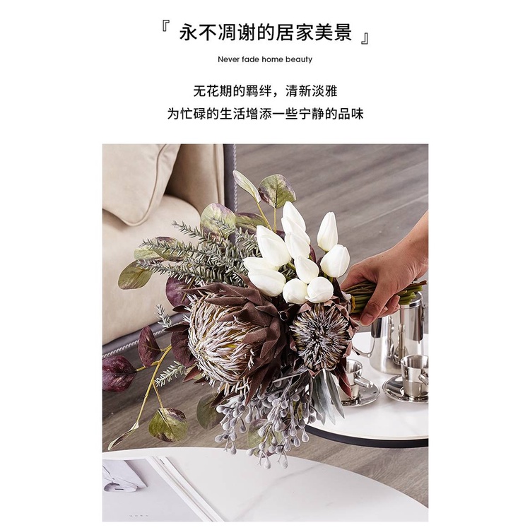 CT031E020 DECHOMEแจกันสีเงิน แจกันตกแต่งบ้าน แจกัน ดอกไม้ปลอมเหมือนจริง ดอกไม้ประดิษฐ์พร้อมแจกัน flower vase