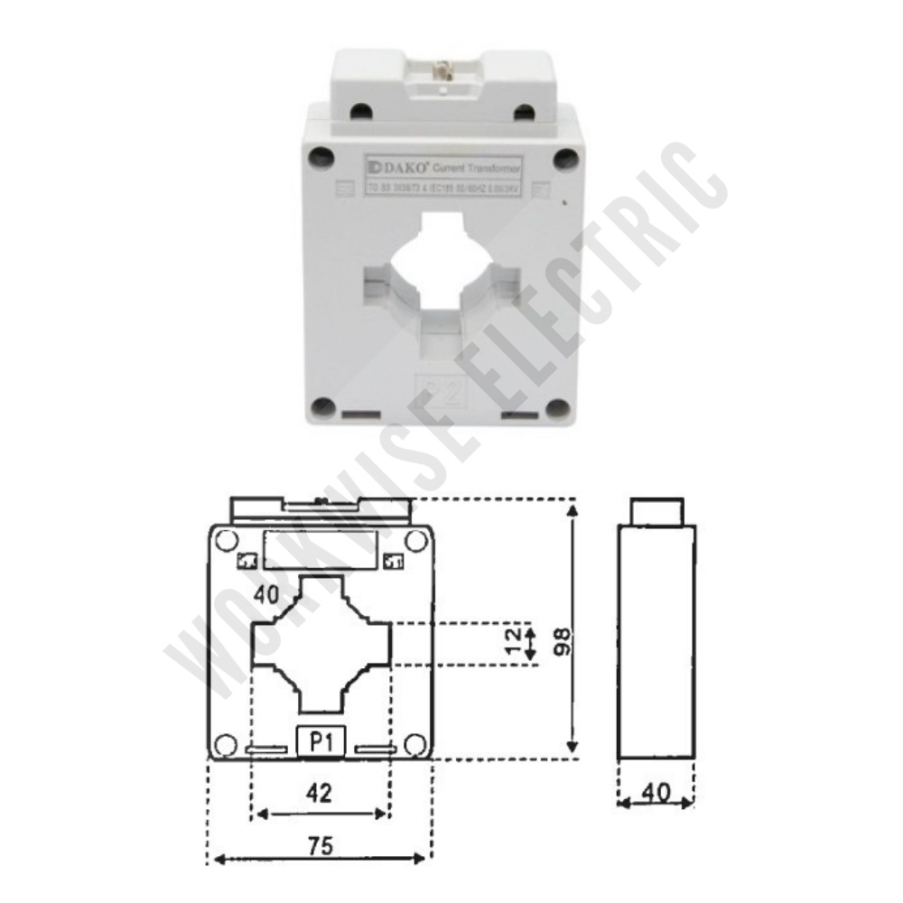 "DAKO" MSQ-40 CT แบบคล้องสาย CLASS 1.5 / 0.5 200/5A , 250/5A , 300/5A , 400/5A หม้อแปลงกระแสไฟฟ้า เคอเร้นทรานฟอร์เมอร์ ซีทีแบบร้อยสาย ( MSQ SERIES CURRENT TRANSFORMER )