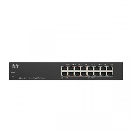 Cisco SG110-16HP Switch PoE 16-Port Gigabit Ethernet Unmanaged, Total Budget 64W, 32 Gbps Capacity, Metal Enclosure